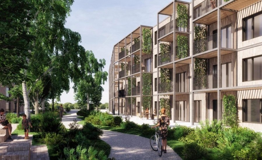 Sustainability is at the heart of this project with all 100 homes to be DGNB (German Sustainability Building Council) Gold-certified. Photo courtesy Vilhelm Lauritzen Architects.