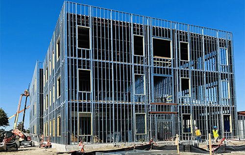 SLS Building Systems framed a 3-story building in 6 weeks