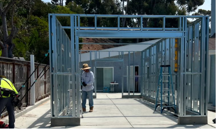 Framing installation in progress on site - image courtesy of All Metal Framing
