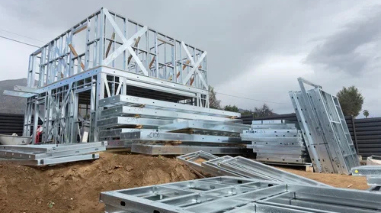 AMF Structures metal framing on site and in construction - Image courtesy of All Metal Framing