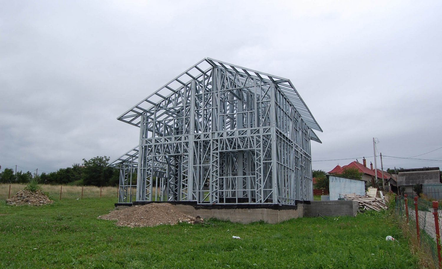 Romanian home being built using steel framing.
